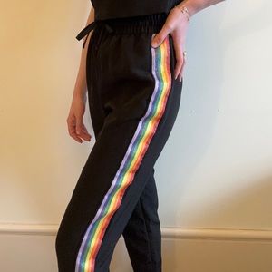 Monki rainbow-stripe pants